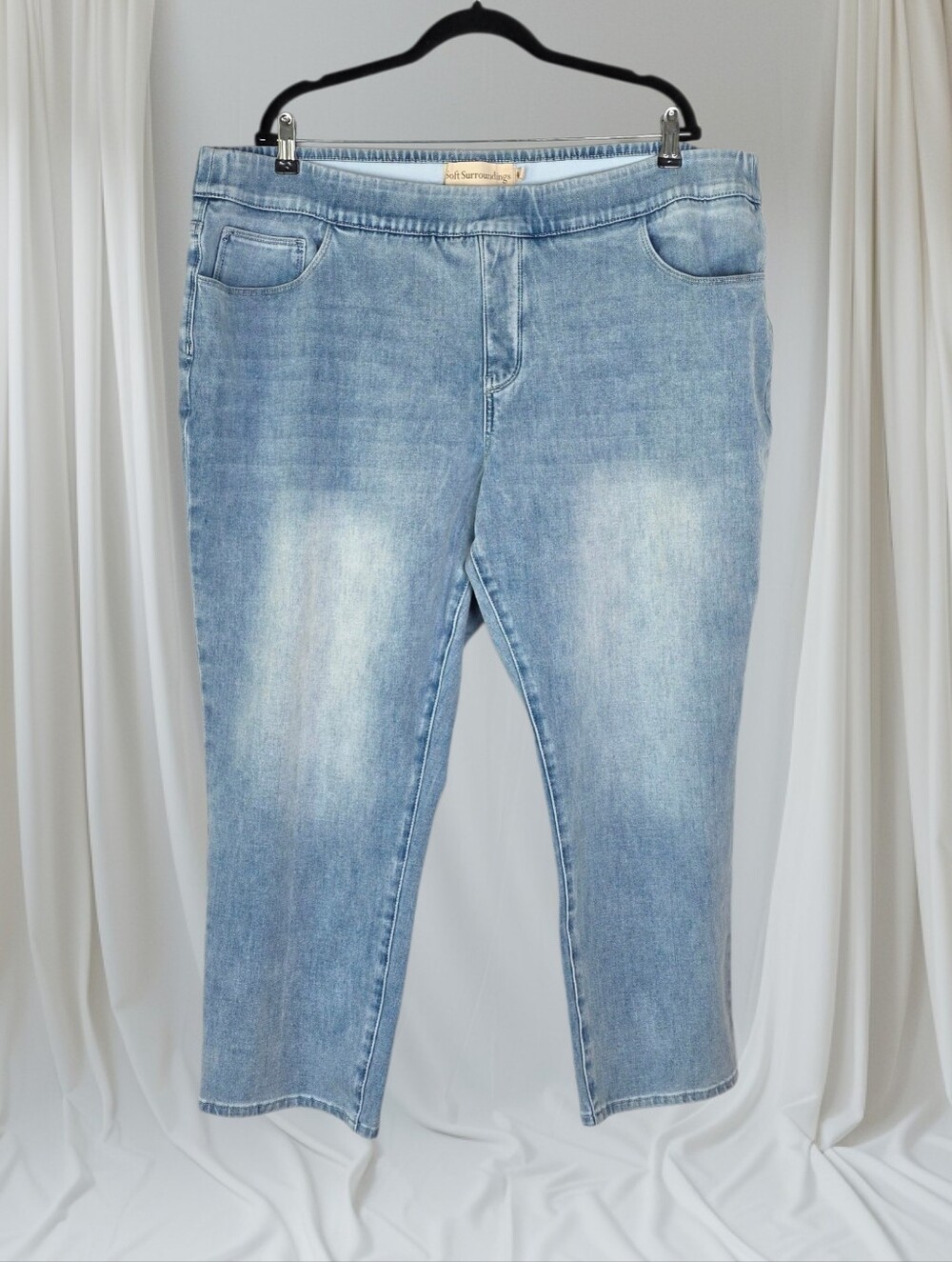 Soft Surroundings Elastic Waist Straight Leg Cropped Jeans Women size 2X